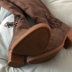 Women’s gray suede knee high boots